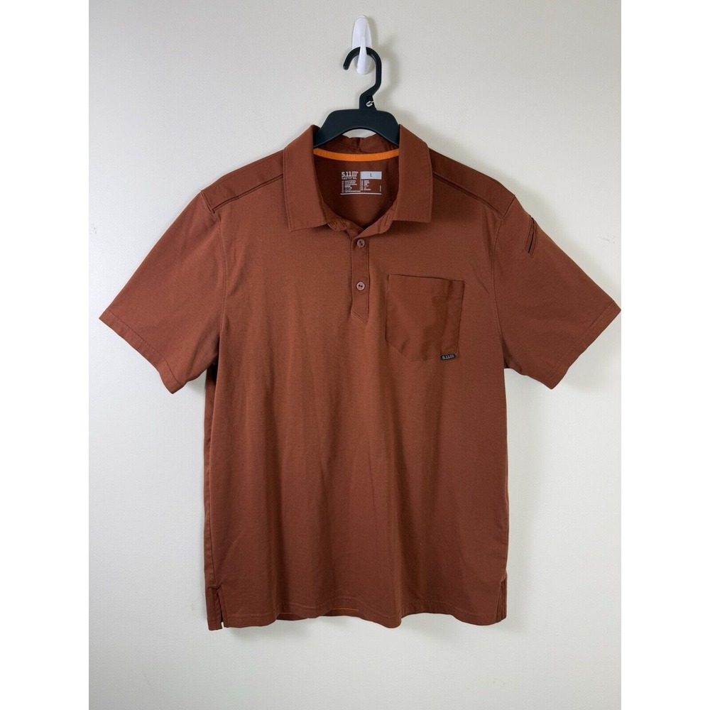 5.11 Tactical Mens Large Polo Cotton Blend Brown/Orange Short Sleeve Shirt